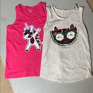 Girls lot sequin flip tanks sz 10/12